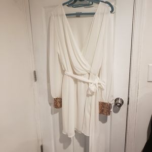 ASOS Long Sleeve White Faux wrap dress